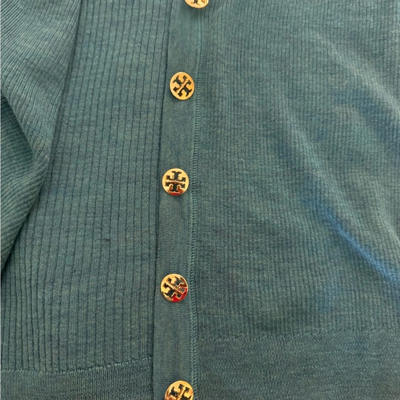 Tory Burch Teal Ribbed Cardigan - Picture 11 of 13